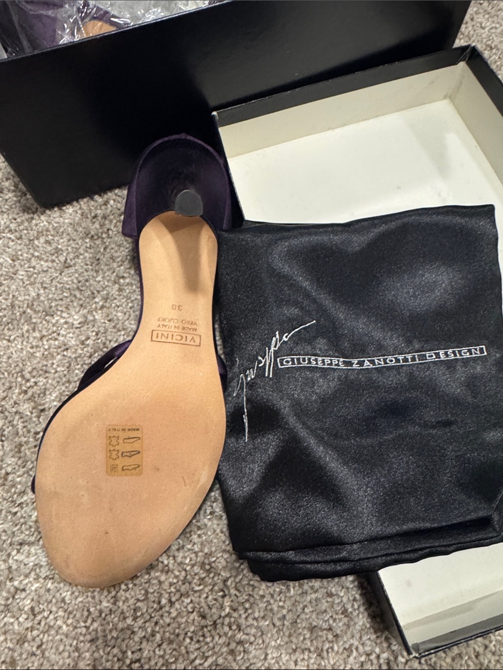 Giuseppe Zanotti Purple Satin Jeweled D'Orsay Heels - Picture 4 of 5
